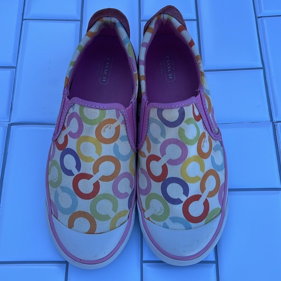 COACH Beale Multicolor Signature Slip On Sneakers PINK Flats! - Picture 13 of 16